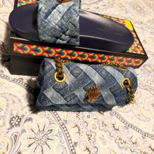 Blue Denim Women Bag with Gold Chain